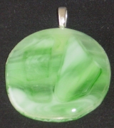 Green and white circular pendant